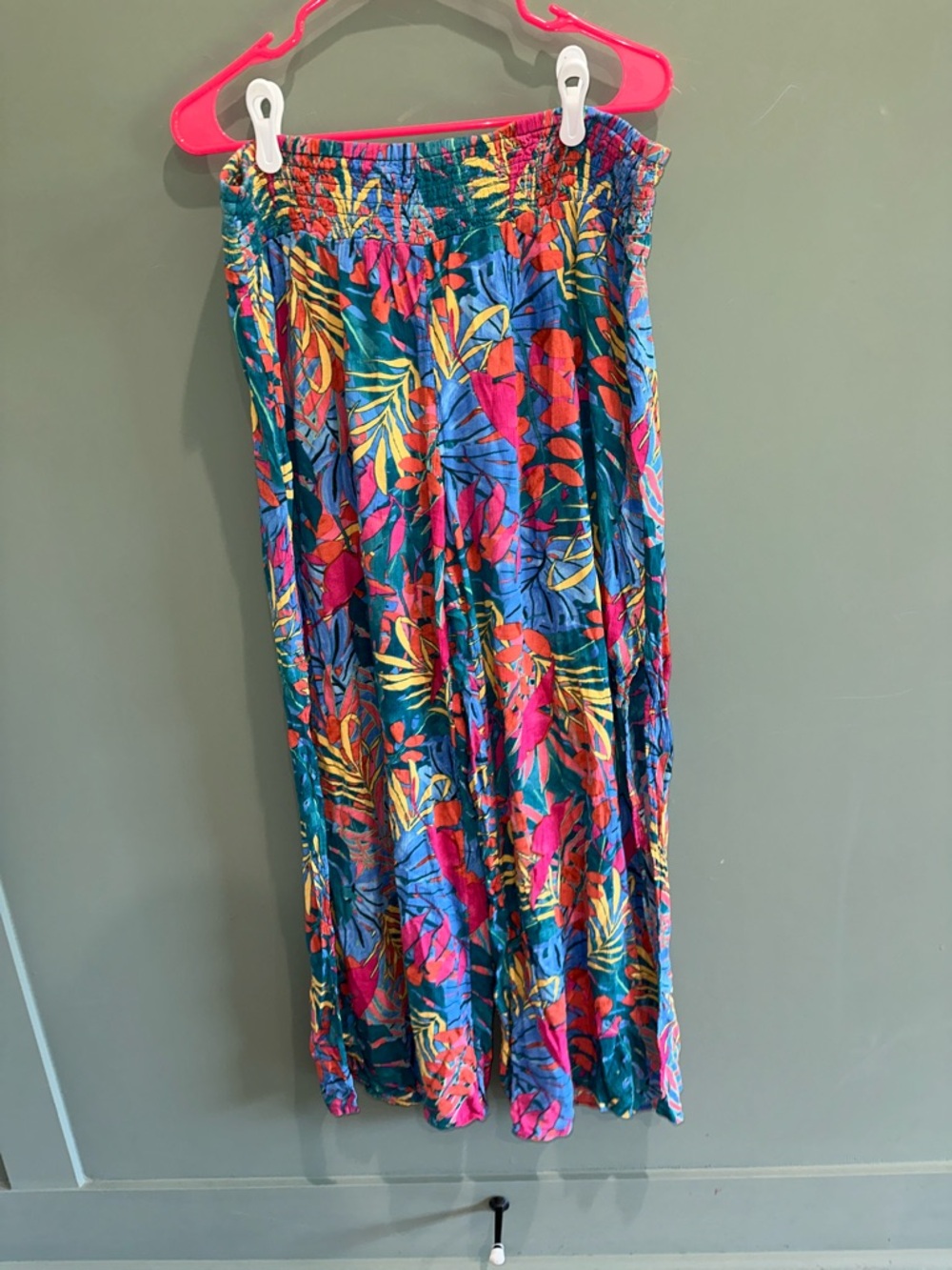 Colorful Tropical Print Wide-Leg Swim Cover Pants